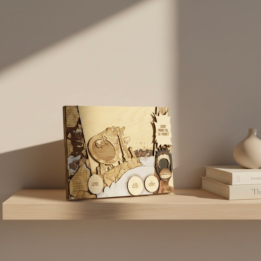 gravure bois cloche de shandora one piece decoration manga sur etagere