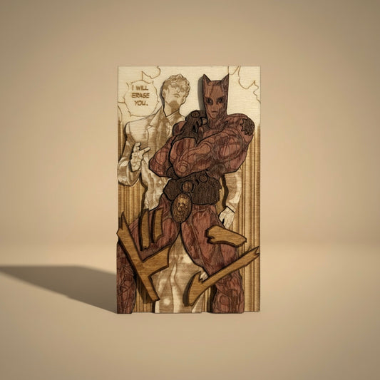 Gravure bois JJBA Kira Yoshikage artisanale – fabrication française