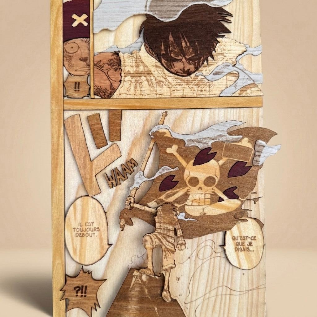 gravure bois luffy chopper dr hiluluk one piece decoration manga artisanale