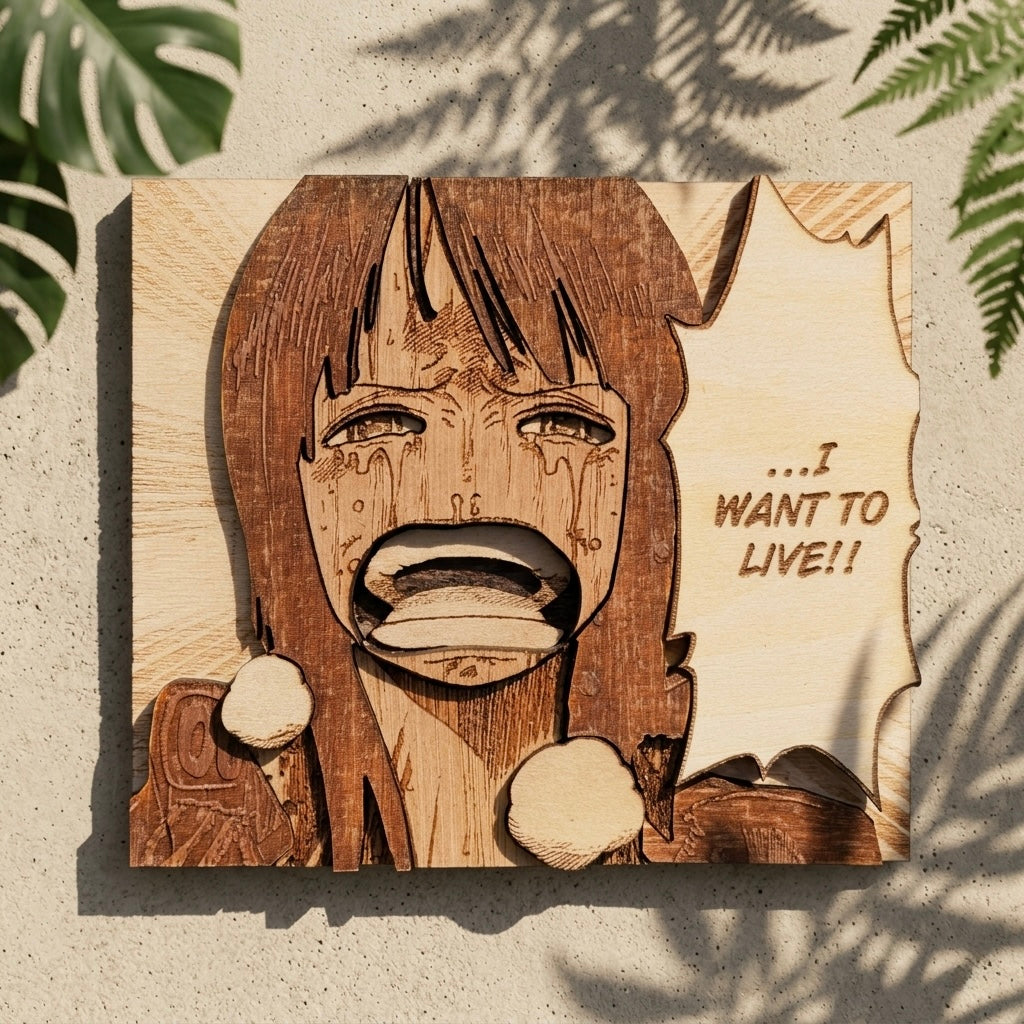 Gravure bois One Piece Nico Robin Je veux vivre version anglaise