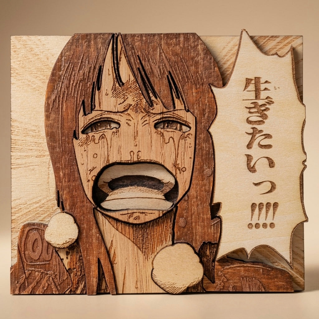 Gravure bois One Piece Nico Robin Je veux vivre version japonaise
