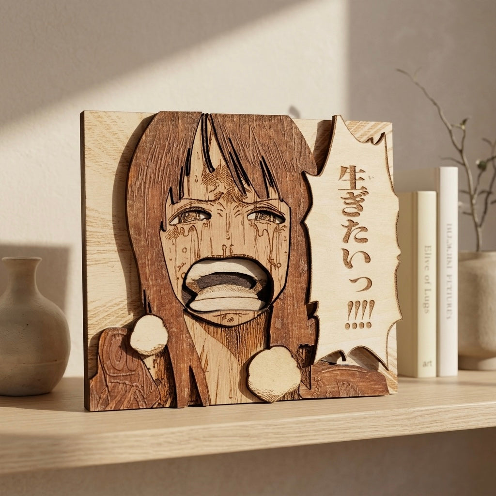 Gravure artisanale One Piece Robin Je veux vivre version japonaise
