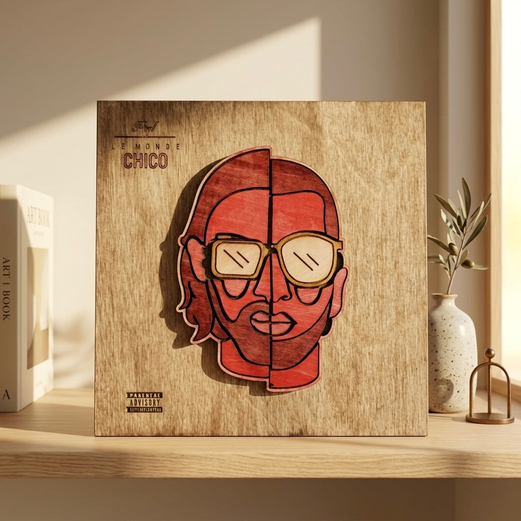Gravure bois PNL en pièce décorative premium
