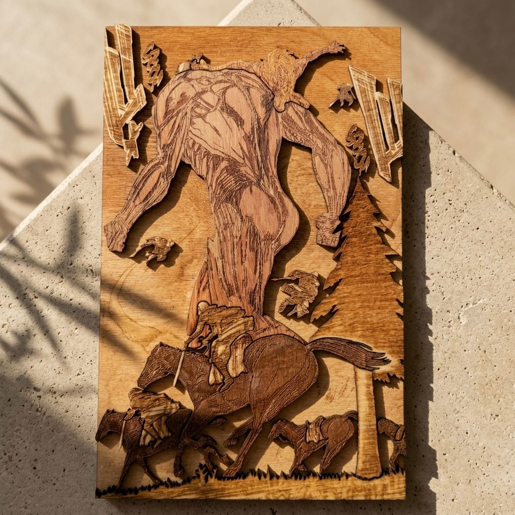 Gravure bois SNK en pièce décorative manga premium
