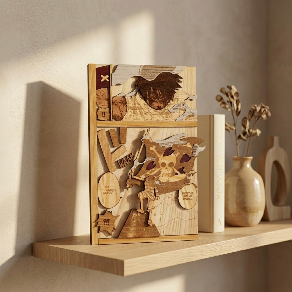 gravure bois luffy chopper dr hiluluk one piece decoration manga artisanale