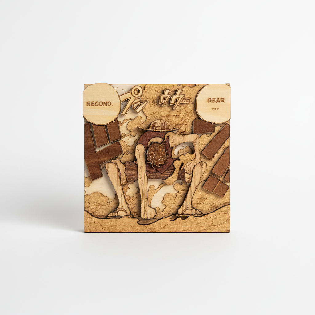 Gravure One Piece Luffy Gear Second en bois – Sanuddo